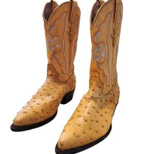 El Alacran De Durango Cowboy Boots Unisex Ostrich Quill Leather Sz 24 US 6
